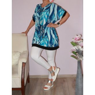 Levél mintás,húzott nyakú,zsebes tunika!  XXL-3XL