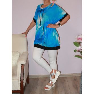 Mintás,húzott nyakú,zsebes tunika! királykék  XXL-3XL