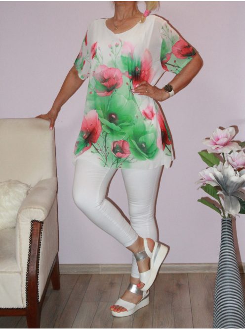 Pipacsos A vonalú muszlin tunika!  L-XXL