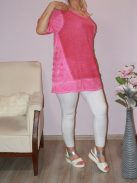 Oldala flitteres tépett, A vonalú tunika ! pink XL-XXL