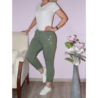 Gombdíszes,zsebes ,gumisderekú nadrág ! khaki  L-XL