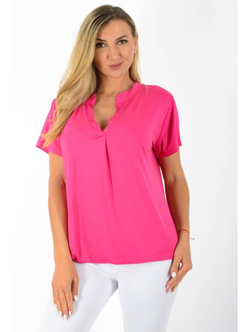 Egyszínű, ingfazonú ,gumis aljú felső! pink L-XXL