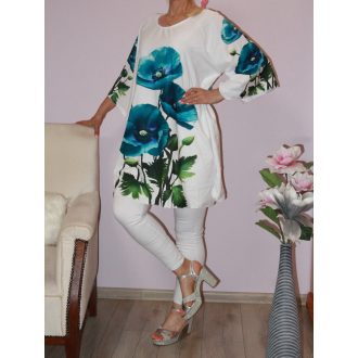 Pipacsos,oldala felsliccelt tunika! türkiz  XXL-3XL