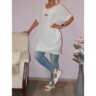   Luxury feliratos,hátulja hosszabb,zsebes tunika! fehér L-XXL