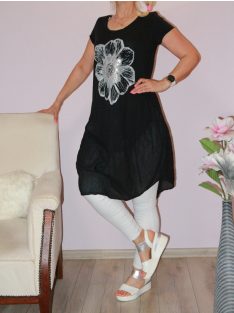 Ezüst virágos,hagyma tunika/ruha! fekete M-XL