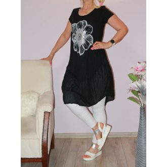 Ezüst virágos,hagyma tunika/ruha! fekete M-XL