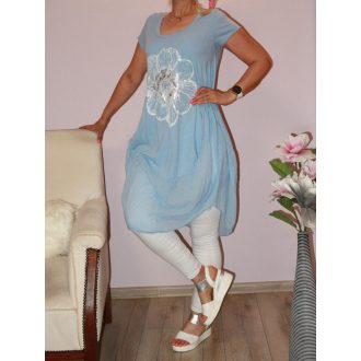 Ezüst virágos,hagyma tunika/ruha! kék M-XL