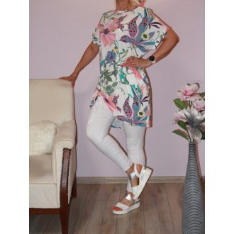 Egzotikus virágos,eleje húzott,pamut tunika! L-XXL