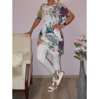 Virágos,mintás,eleje húzott,pamut tunika!  L-XXL