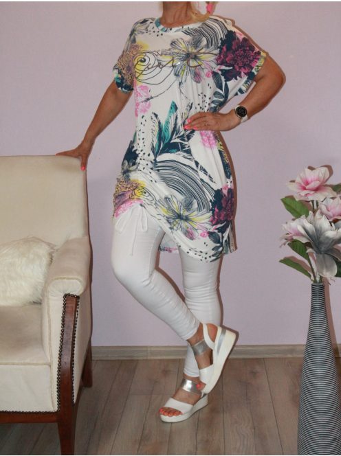 Virágos,mintás,eleje húzott,pamut tunika!  L-XXL