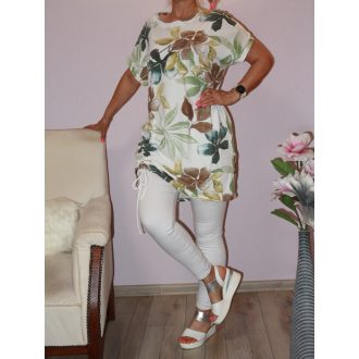 Levél mintás,eleje húzott,pamut tunika!  L-XXL