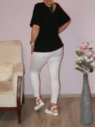 Láncos,nyaknál V nyakú,kötős felső ! fekete L-XXL