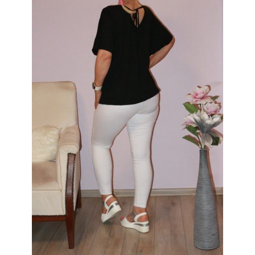 Láncos,nyaknál V nyakú,kötős felső ! fekete L-XXL