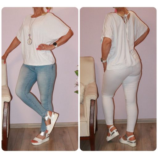 Láncos,nyaknál V nyakú,kötős felső ! fehér L-XXL