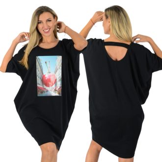   Cseresznye mintás,háta pántos,denevérujjas, lenge tunika! fekete L-XXL