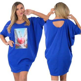   Cseresznye mintás,háta pántos,denevérujjas, lenge tunika! királykék L-XXL