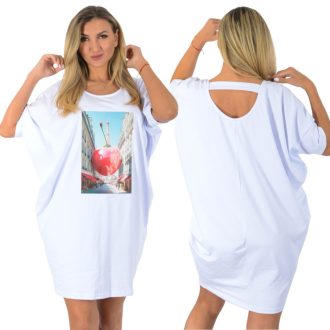   Cseresznye mintás,háta pántos,denevérujjas, lenge tunika! fehér L-XXL