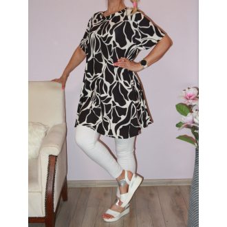 Mintás A vonalú tunika/ruha !  fekete-fehér XL-XXL