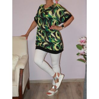 Levél mintás,húzott nyakú,zsebes tunika! XXL-3XL