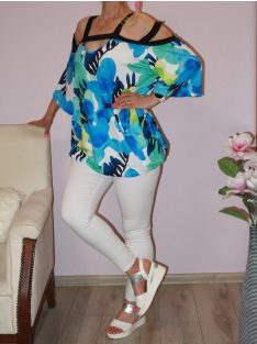 Mintás,pántos,válla nyitott,gumis aljú felső! XXL-3XL