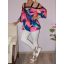Levél mintás,pántos,válla nyitott,gumis aljú felső! pink-kék-korallpiros XXL-3XL