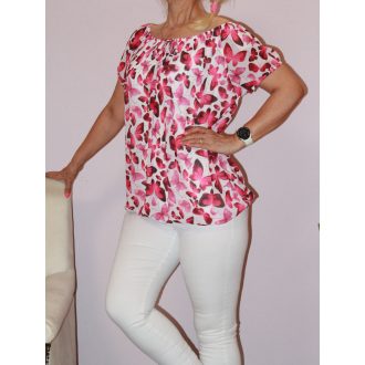 Lepkés,gumis aljú, muszlin felső! pink-fehér L-XXL