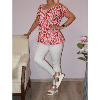 Lepkés,gumis aljú, muszlin felső! piros-fehér L-XXL