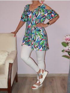   Absztrakt mintás, válla nyitott,harangujjú  tunika !  L-XXL