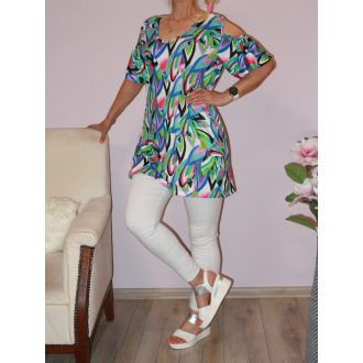   Absztrakt mintás, válla nyitott,harangujjú  tunika !  L-XXL
