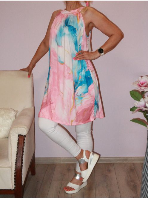 Márvány mintás,nyaknál kötős ruha!  XL-XXL