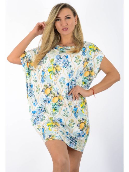 Citromos,virágos aszimmetrikus, lenge tunika!  L-XXL