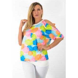   Színes pöttyös,válla nyitott,denevérujjas felső!   L-XXL