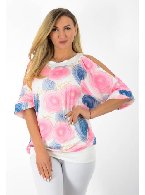 Mintás,válla nyitott,denevérujjas felső!   L-XXL
