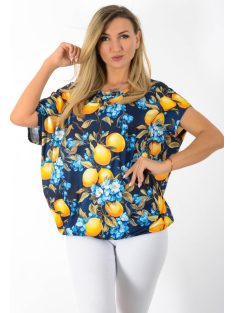   Citrom mintás,aszimmetrikus,gumis aljú  felső ! sötétkék L-XXL