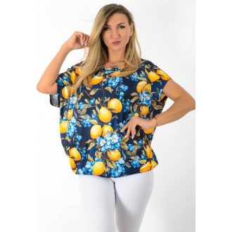   Citrom mintás,aszimmetrikus,gumis aljú  felső ! sötétkék L-XXL