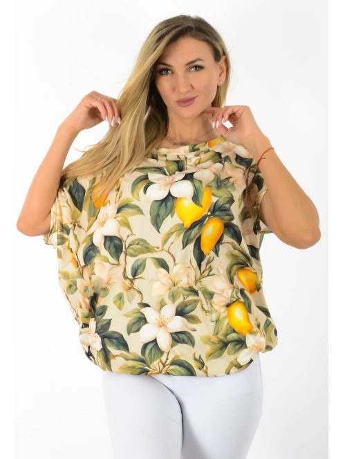 Citrom mintás,aszimmetrikus,gumis aljú  felső ! bézs L-XXL