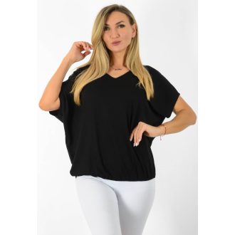 V nyakú,aszimmetrikus,gumis aljjú felső ! fekete L-XXL