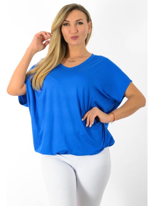 V nyakú,aszimmetrikus,gumis aljjú felső ! királykék L-XXL