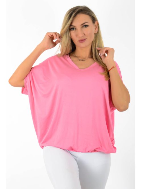 V nyakú,aszimmetrikus,gumis aljjú felső ! rózsaszín L-XXL
