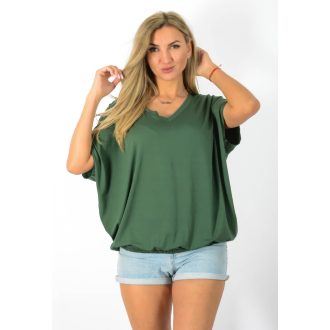V nyakú,aszimmetrikus,gumis aljjú felső ! khaki L-XXL
