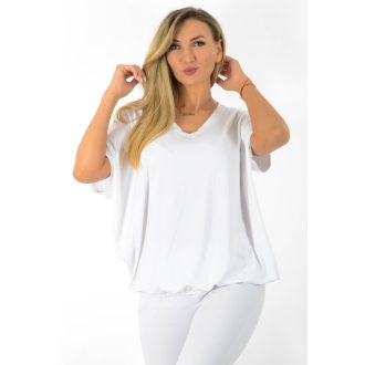 V nyakú,aszimmetrikus,gumis aljjú felső ! fehér L-XXL