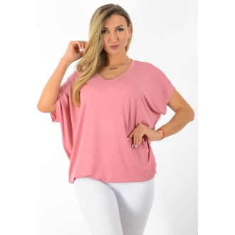   V nyakú,aszimmetrikus,gumis aljjú felső ! púderrózsaszín L-XXL
