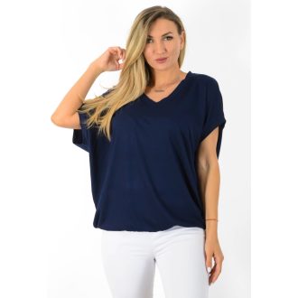   V nyakú,aszimmetrikus,gumis aljjú felső ! sötétkék L-XXL