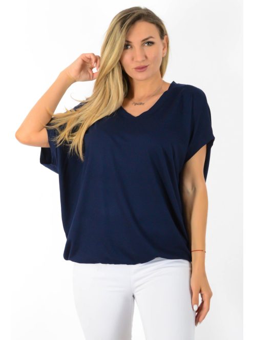 V nyakú,aszimmetrikus,gumis aljjú felső ! sötétkék L-XXL