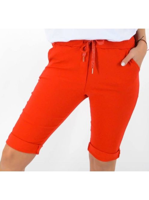 Zsebes,gumis derekú capri nadrág! piros L-XXL