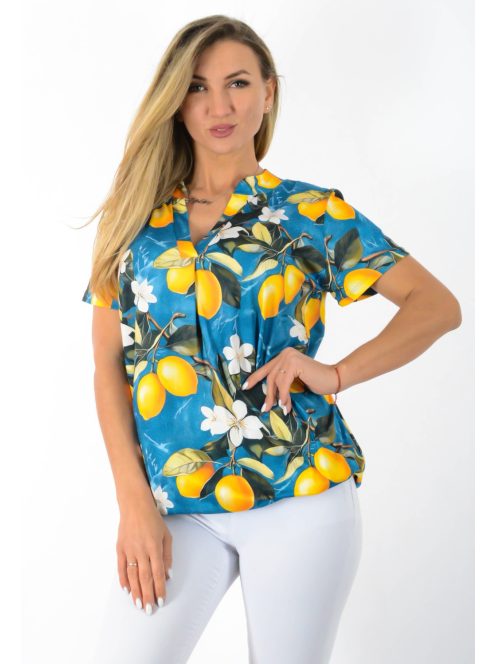 Citrom mintás, ingfazonú ,gumis aljú felső! kék  L-XXL