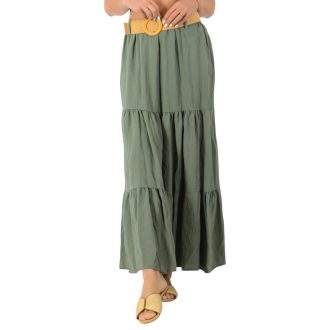 Öves,gumis derekú maxiszoknya! khaki S-XL