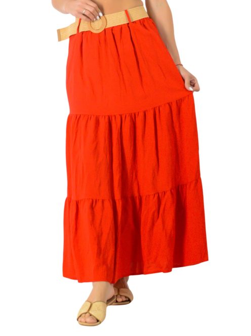Öves,gumis derekú maxiszoknya! piros S-XL
