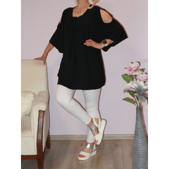 Válla nyitott,harang ujjú tunika! fekete XXL-3XL