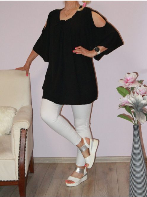 Válla nyitott,harang ujjú tunika! fekete XXL-3XL